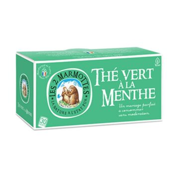 Boîte d'infusions en sachets Les 2 Marmottes Thé vert à la Menthe