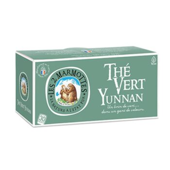 Boîte d'infusions en sachets Les 2 Marmottes Thé vert Yunnan