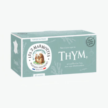 Infusion thym Les 2 Marmottes en boîte verte, 30 sachets