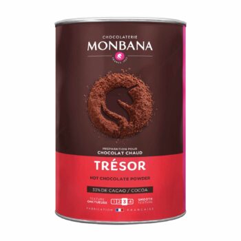 Boîte métallique de préparation pour chocolat chaud Monbana Trésor, avec 33% de cacao et texture onctueuse