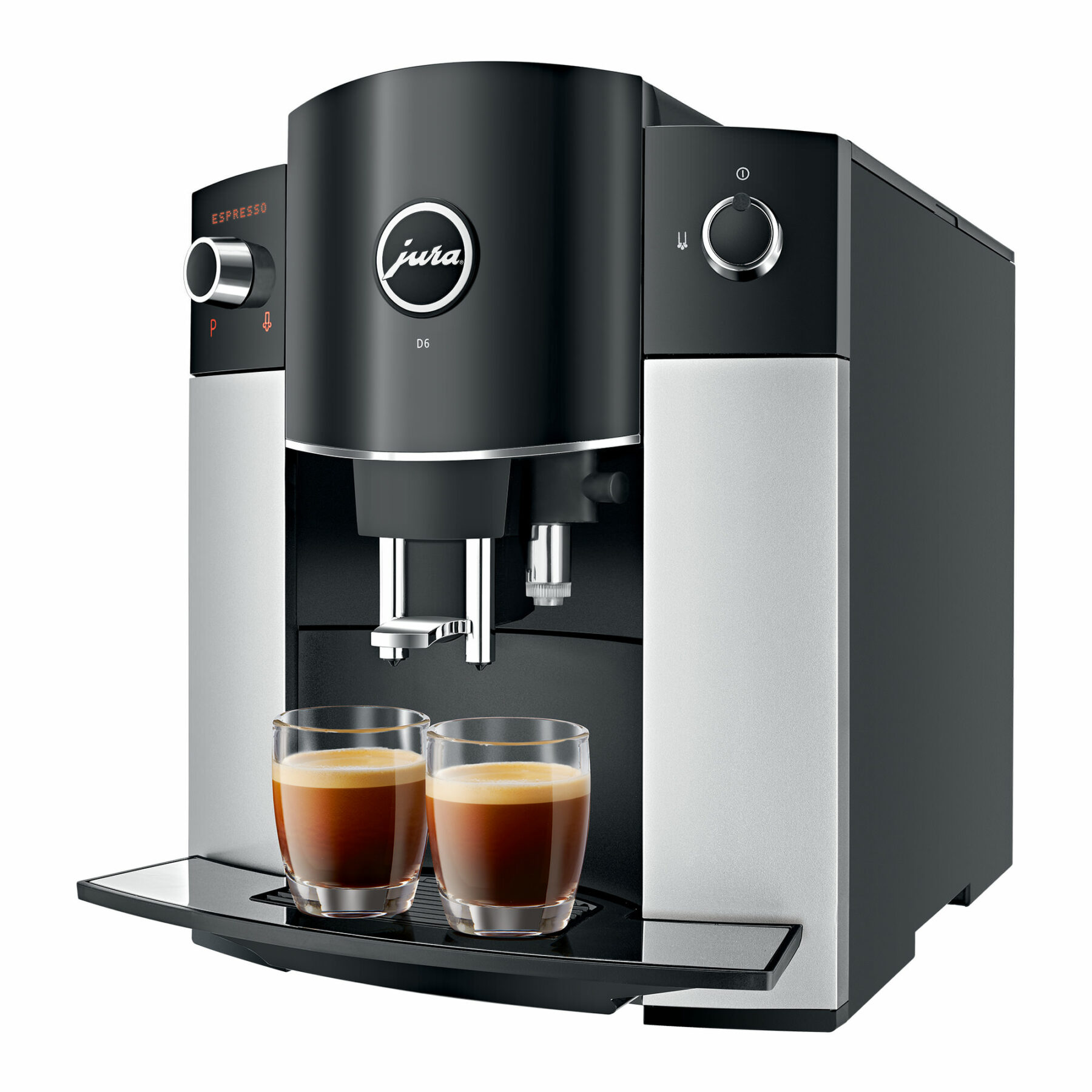 Jura D6 ayant réalisé deux espressi dans des verres espresso, avec une belle crema