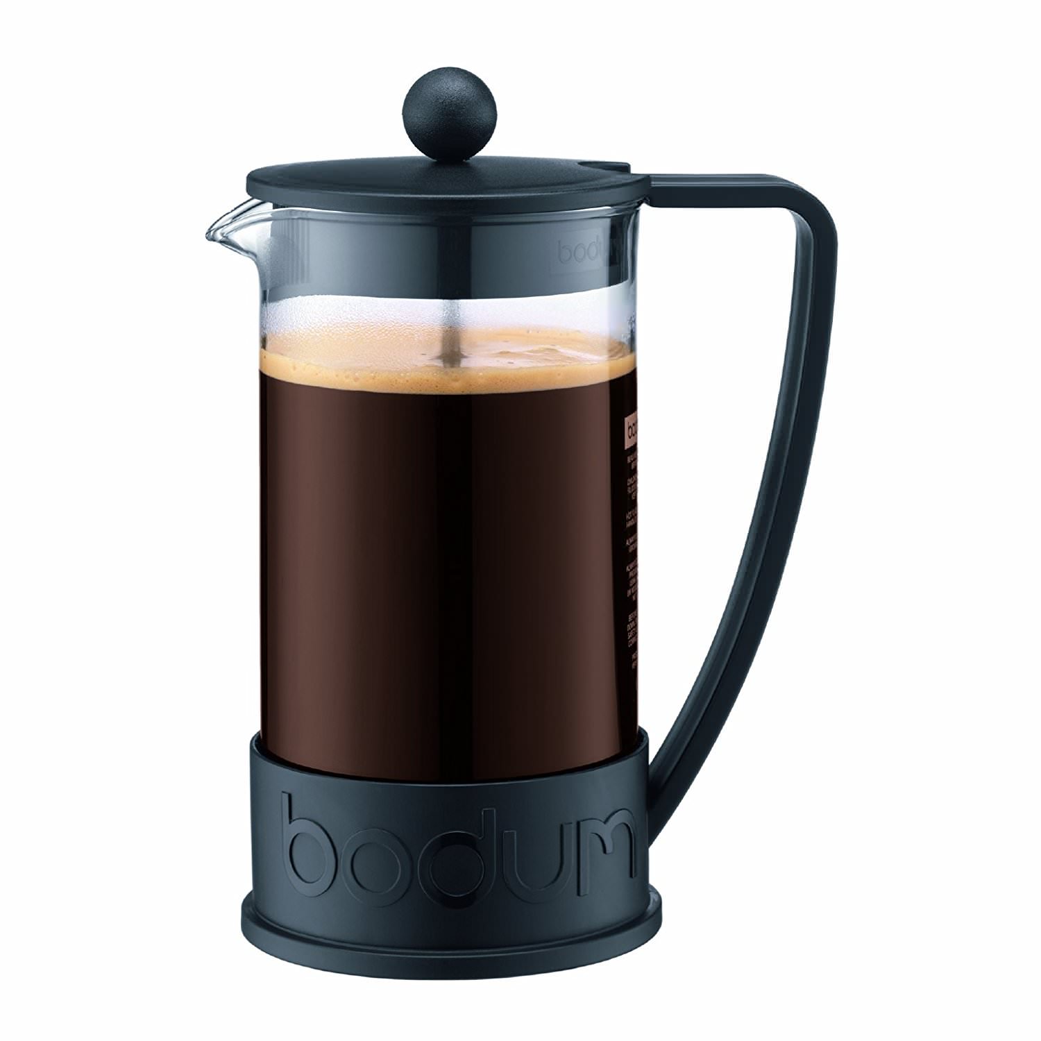 Cafetière à piston Bodum Brazil noir 1L (8 tasses) 10948-01 - Cafés Querry
