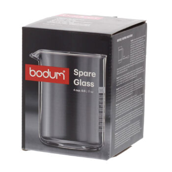 Emballage d'un verre de rechange Bodum pour cafetière piston, capacité 4 tasses 0,5L, en verre borosilicate