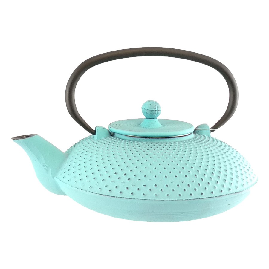 Théière en fonte picot bleu turquoise 0,80L