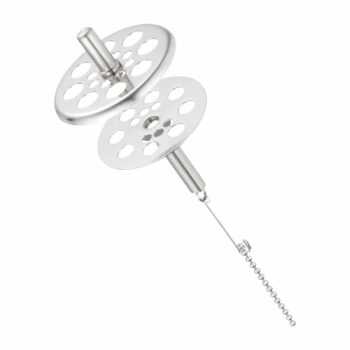 Kit de filtration Hario pour syphon, composé de deux disques en acier inoxydable perforés dont un avec un ressort et une chaînette