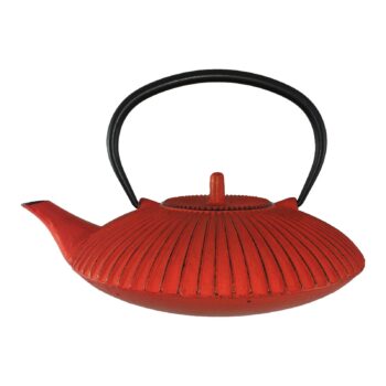 Théière en fonte striée rouge orange 1,20L