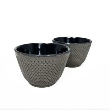 Lot de 2 tasses en fonte picot taupe