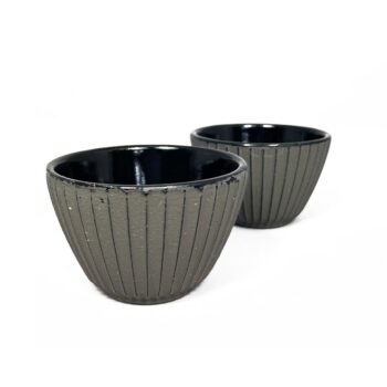 Lot de 2 tasses en fonte lignes taupes