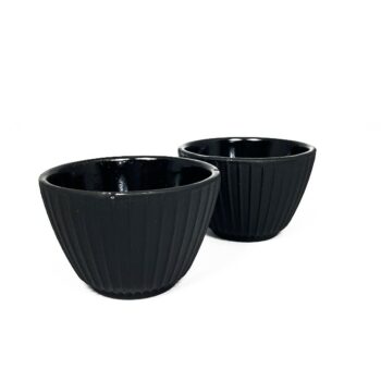 Lot de 2 tasses en fonte lignes noires