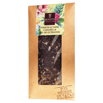 Bovetti Tablette chocolat noir Caramel et sel de Guérande 100g