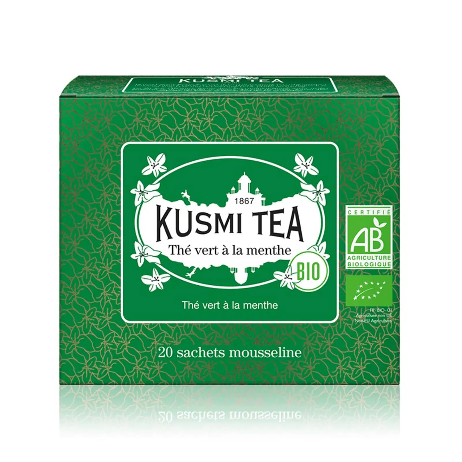 Kusmi Tea sachets Thé vert menthe BIO 40g - Thé en sachets - Cafés Querry