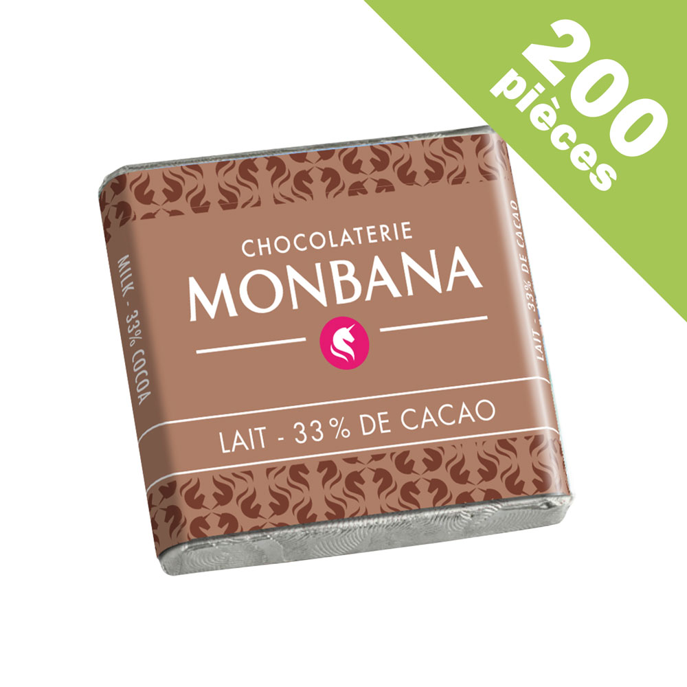 Monbana Carrés lait 33% cacao (par 200) - Cafés Querry