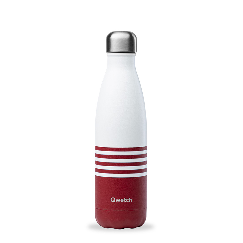 Qwetch Bouteille isotherme inox Marinière rouge 500ml