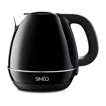 Bouilloire SIMEO BVI170 noire brillante avec base argentée et design moderne