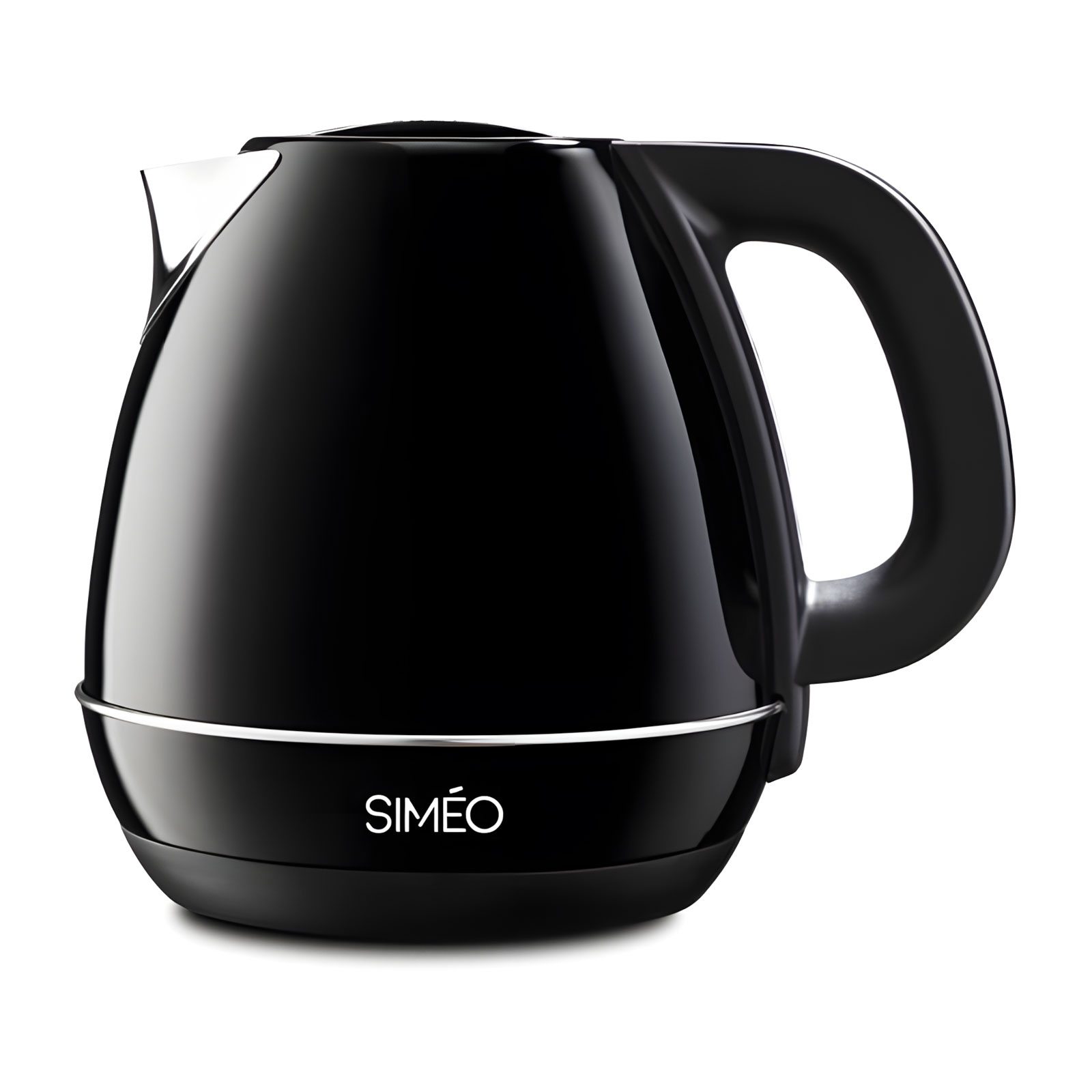 Bouilloire SIMEO BVI170 noire brillante avec base argentée et design moderne