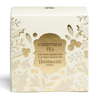 Boîte de Dammann Frères Christmas Tea, thé noir aromatisé aux notes d'orange, caramel et d'ananas