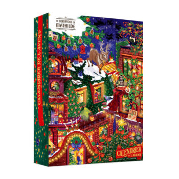 Calendrier de l'Avent 2025 Comptoir de Mathilde, coffret festif village enneigé et renne, 335g