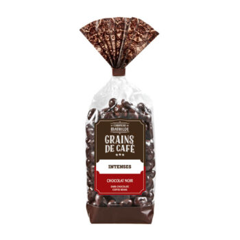 Sachet transparent de grains de café enrobés de chocolat noir Le Comptoir de Mathilde