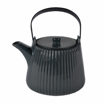 Théière Bastide Tiao noire 1L en grès texturé, design moderne avec filtre inox intégré