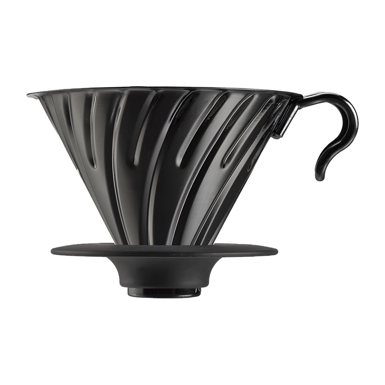 Dripper Hario V60 métal noir mat pour café, avec poignée ergonomique