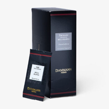 Boîte et sachet de Thé Blanc Bella Blanca Dammann Frères, sachets suremballés