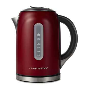 Bouilloire Riviera & Bar MIRA BBT577 1,5l rouge profond avec base métal brossé et jauge transparente