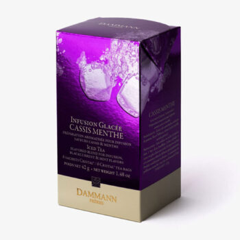 Boîte d'infusion glacée Dammann Frères Cassis Menthe avec 6 sachets Cristal pour préparation fraîche