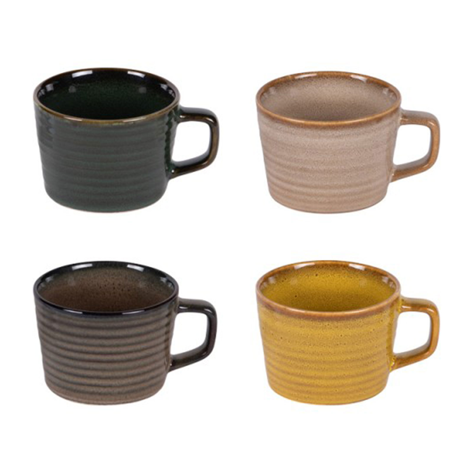 Coffret 4 tasses Kili Bastide 20cl, couleurs terreuses, design rustique et chaleureux