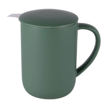 Tisanière Uno vert forêt 47cl en grès mat, avec filtre et couvercle, design épuré pour infusion parfaite