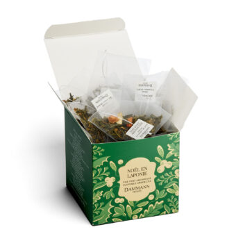 Boîte Dammann Frères sachets Cristal Noël en Laponie 50g, thé vert épicé aux fruits pour ambiance festive