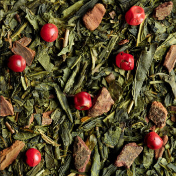 Dammann Frères recharge Noël en Laponie 100g : thé vert avec baies rouges et écorce, saveur festive orange canneberge cannelle