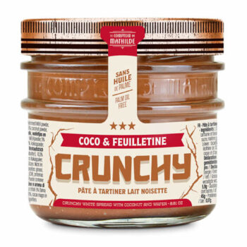 Pot en verre Le Comptoir de Mathilde CRUNCHY coco feuilletine, sans huile de palme, 250g