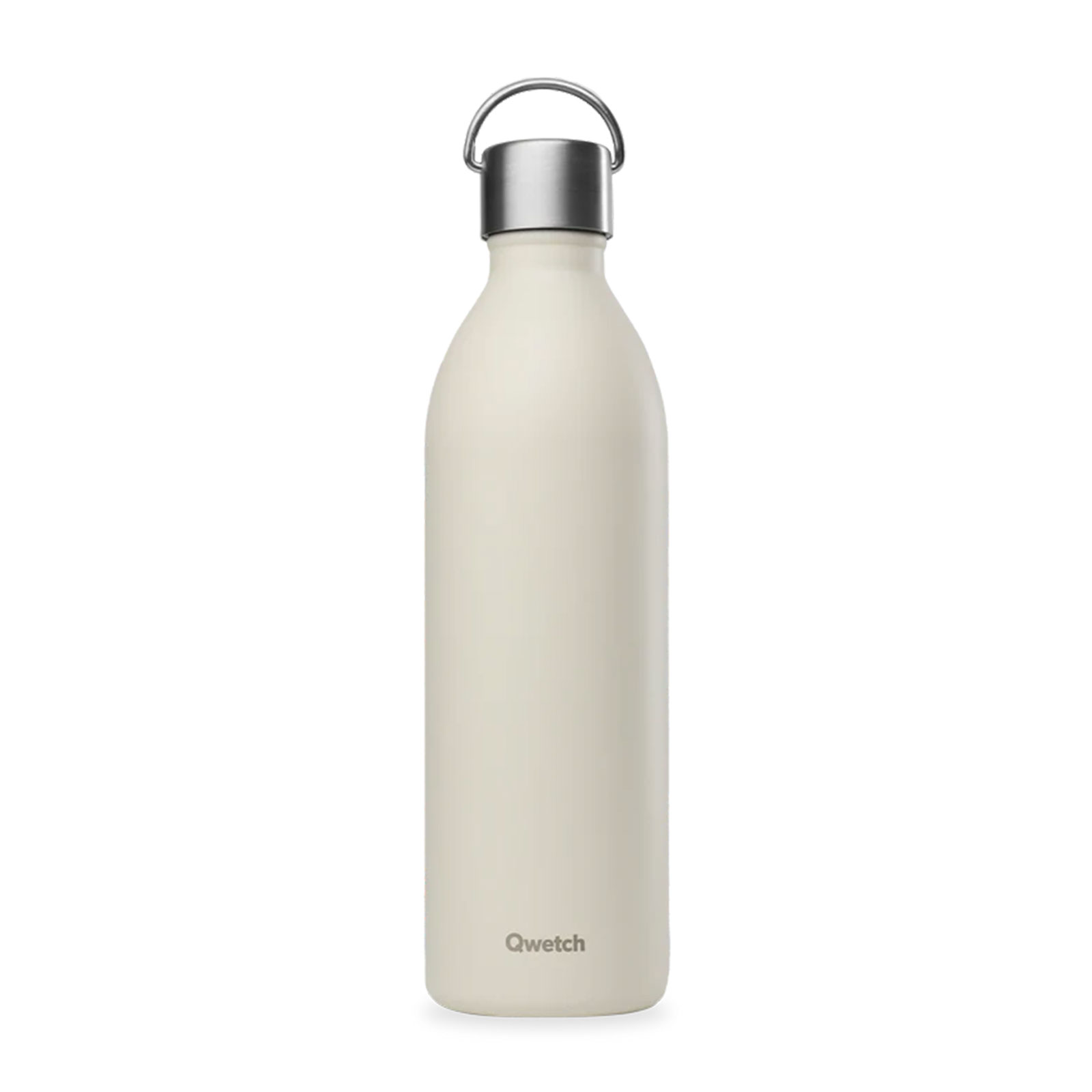 Bouteille isotherme Qwetch active matt sable 1L avec anse, finition mate élégante