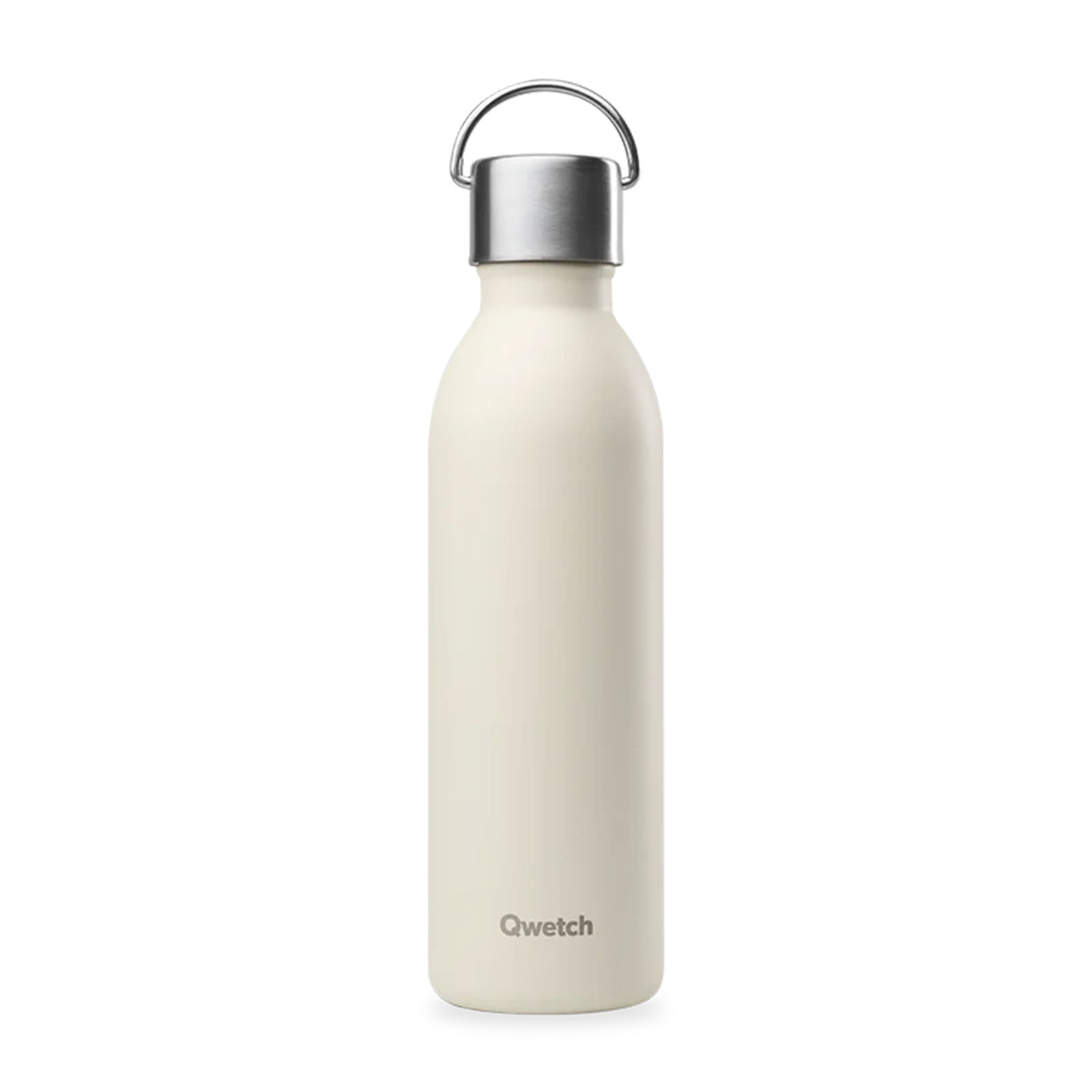 Bouteille isotherme Qwetch inox finition sable mat 600ml avec anse, idéale pour boisson chaude ou froide