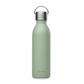 Bouteille isotherme Qwetch inox 600ml finition mate tilleul, anse de transport pratique