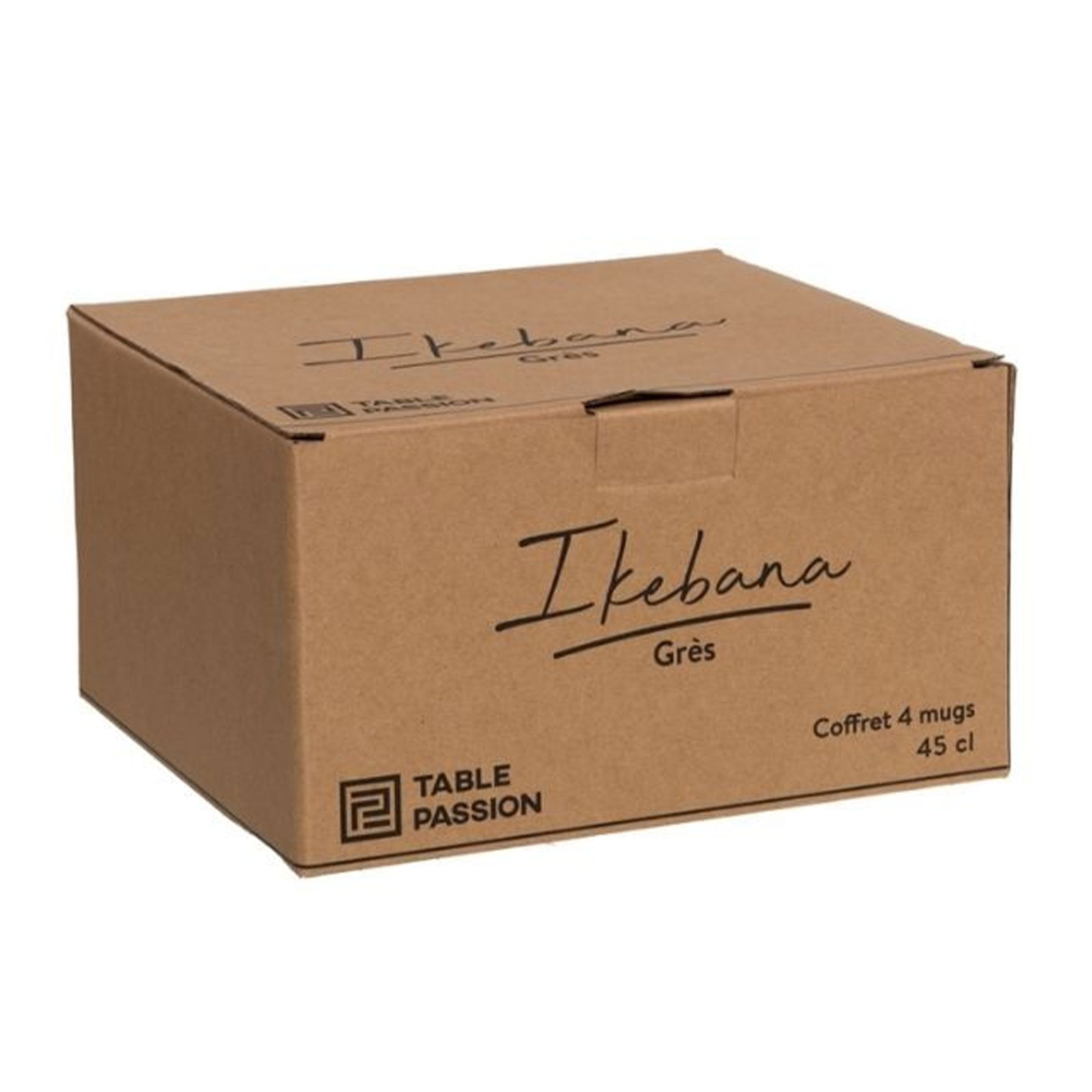 Boîte en carton marron du coffret 4 gobelets Ikebana grès 45cl de Table Passion