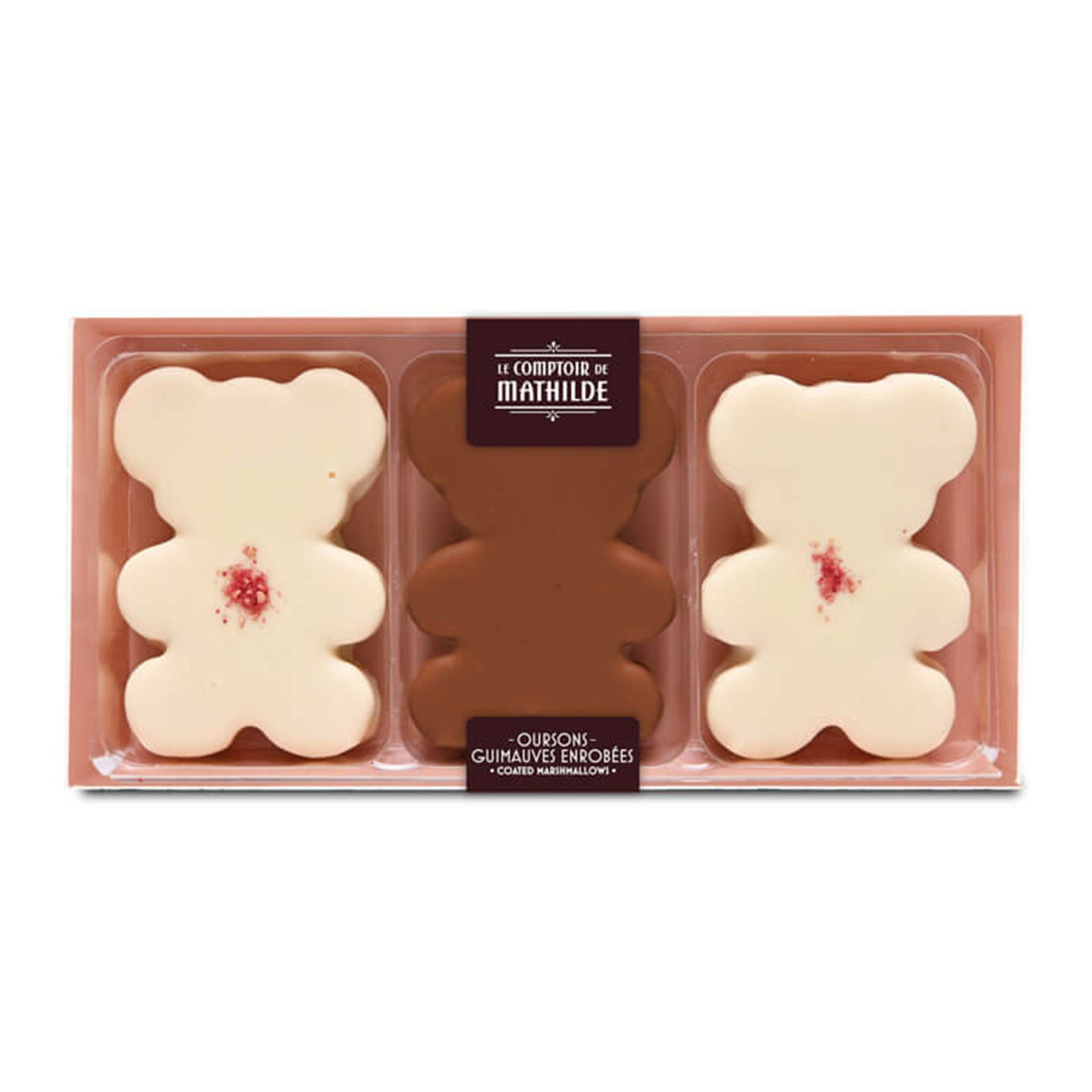 Le Comptoir de Mathilde Coffret 3 Oursons Chocolat Lait & Blanc Framboise - 90g