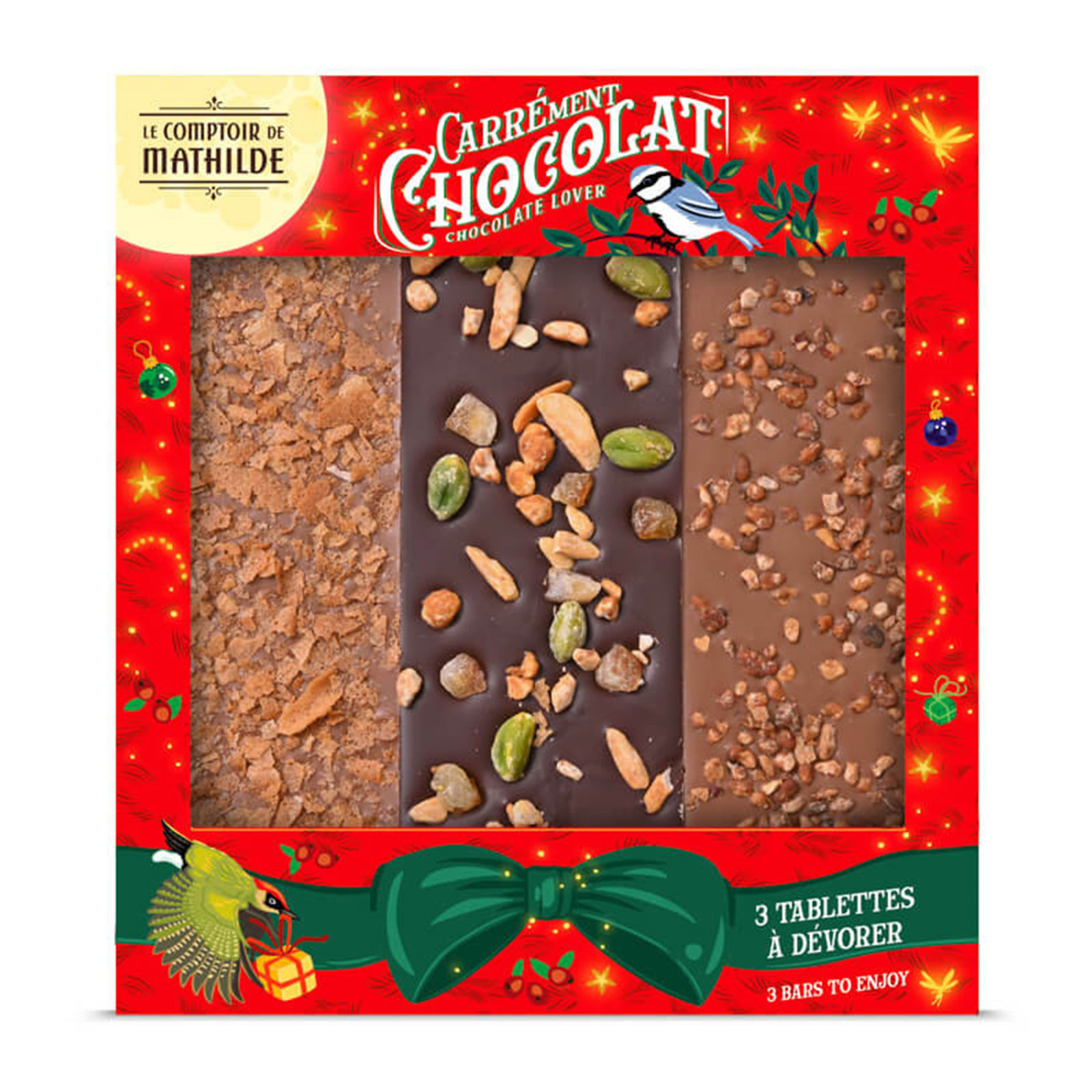 Le Comptoir de Mathilde Coffret 3 Tablettes Noël noir et lait - 3x90g