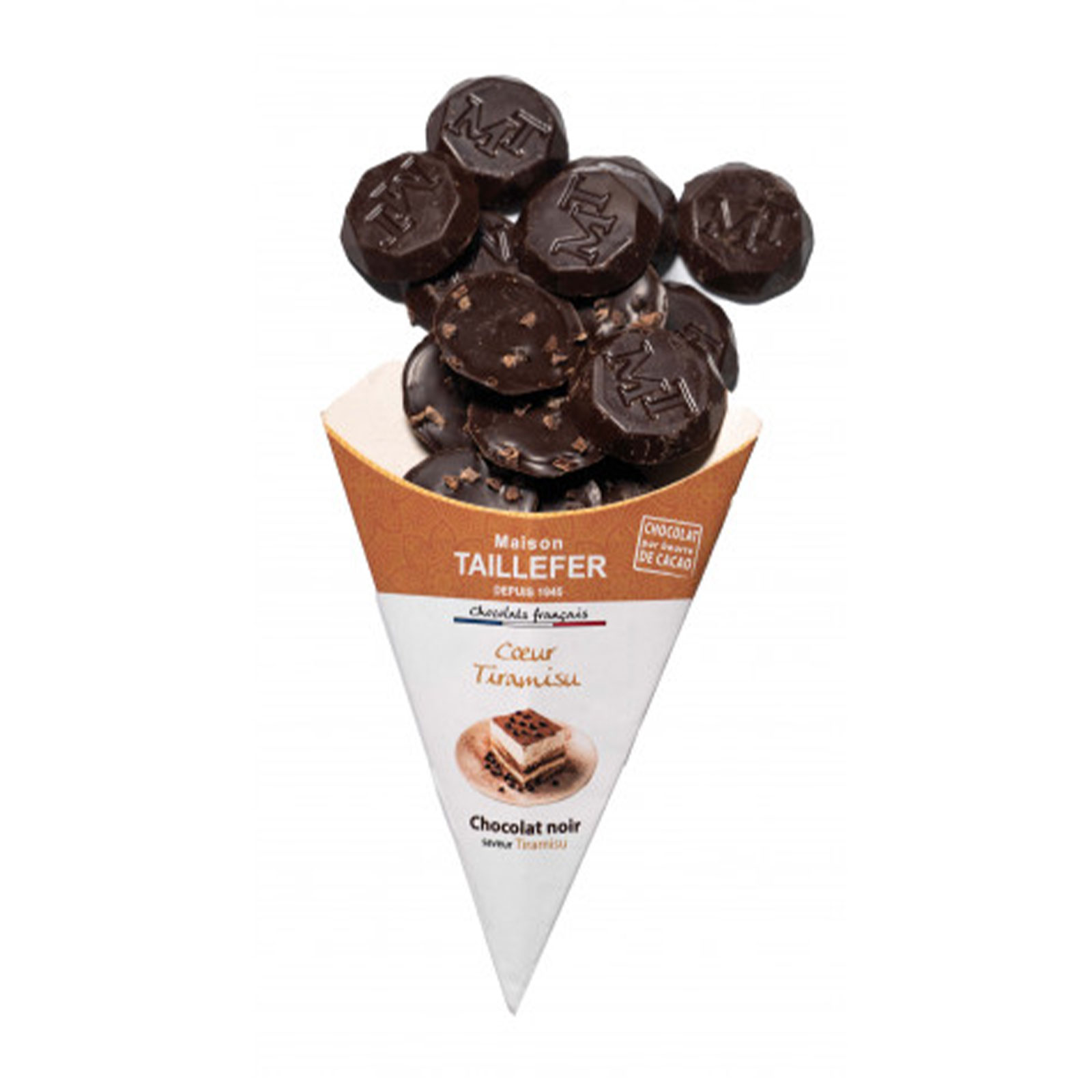 Maison Taillefer cornet chocolat noir coeur tiramisu 130g