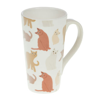 Mug Amadeus Maxi Gustave en céramique blanche avec motifs de chats colorés et variés