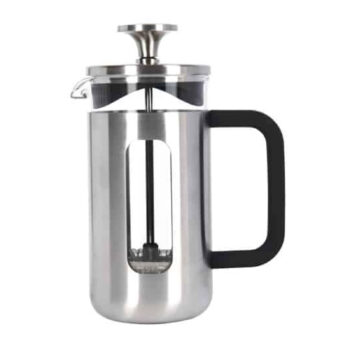 Cafetière Pisa à piston inox argentée et verre transparent, poignée noire, 350ml