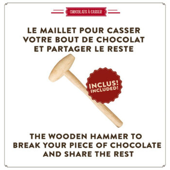 Maillet en bois inclus pour casser et partager la tablette de chocolat Comptoir de Mathilde