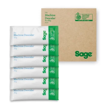 Six sachets de détartrant Sage 25g présentés devant leur emballage en carton kraft certifié