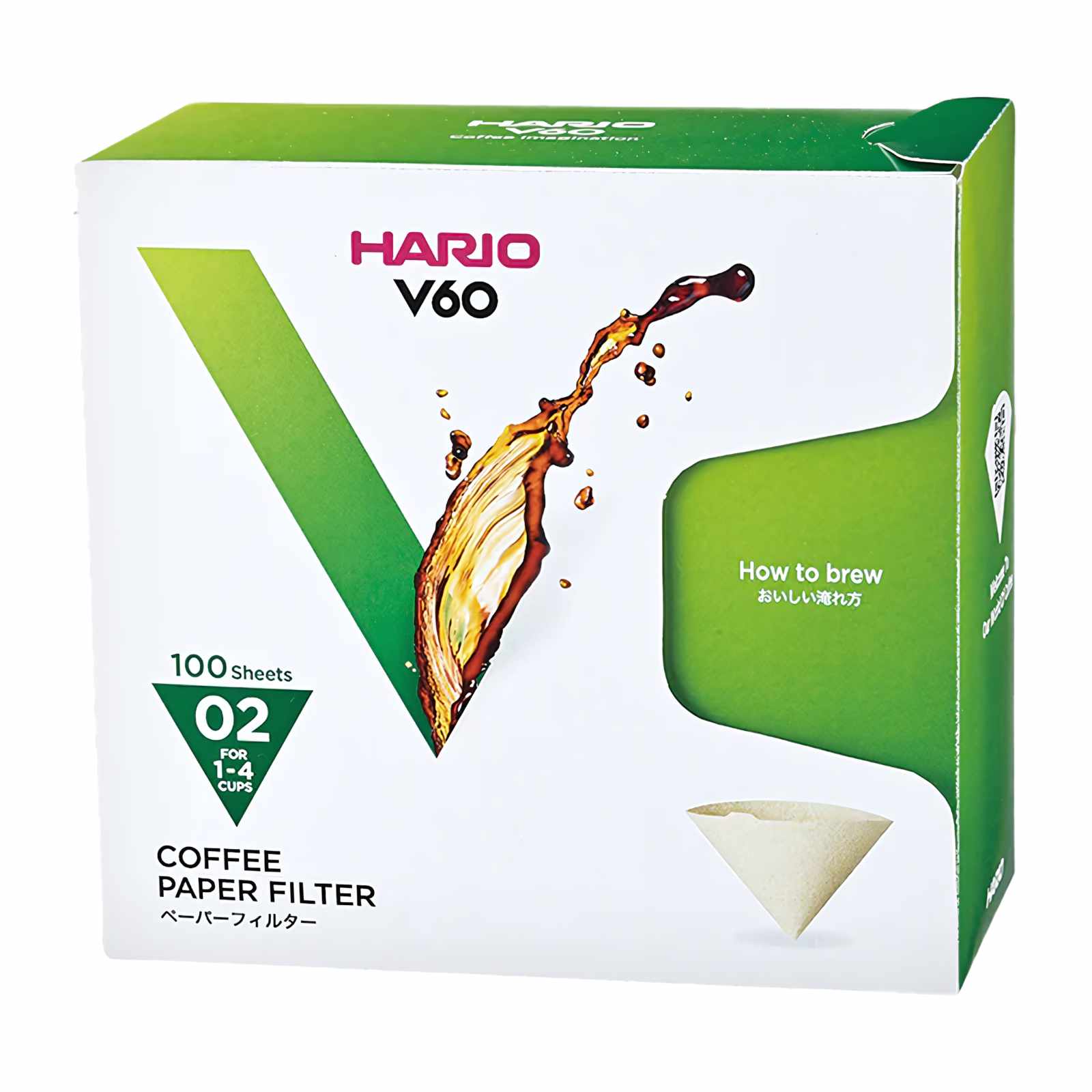 Boîte de filtres à café Hario V60 taille 02, 100 feuilles en papier naturel non blanchi, pour 1-4 tasses