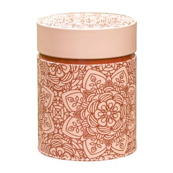 Boîte à thé Eigenart ronde design mandala rose poudré et cuivré, capacité 500g
