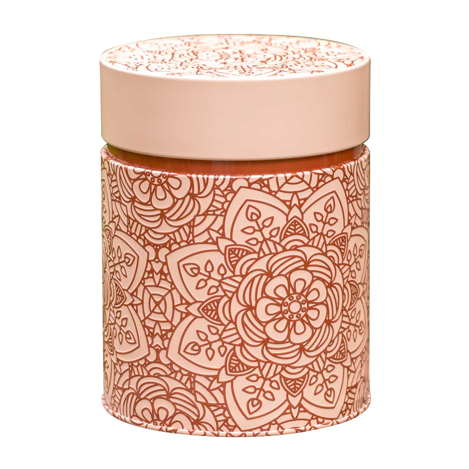 Boîte à thé Eigenart ronde design mandala rose poudré et cuivré, capacité 500g