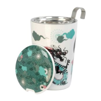 Tisanière Eigenart Sweet Little Geisha avec dragon et nuages, filtre en acier inoxydable et couvercle assorti