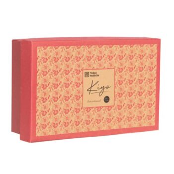 Coffret cadeau de 6 tasses en grès Kiyo, motif floral bordeaux et crème, capacité 17cl
