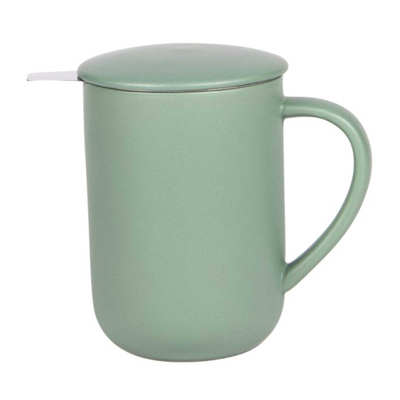 Tisanière Bastide Uno en grès vert amande mat, 47cl, avec couvercle et anse argentée