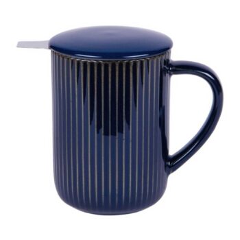 Tisanière Bastide Tiao bleu foncé 47cl en grès avec infuseur inox et couvercle repose-infuseur